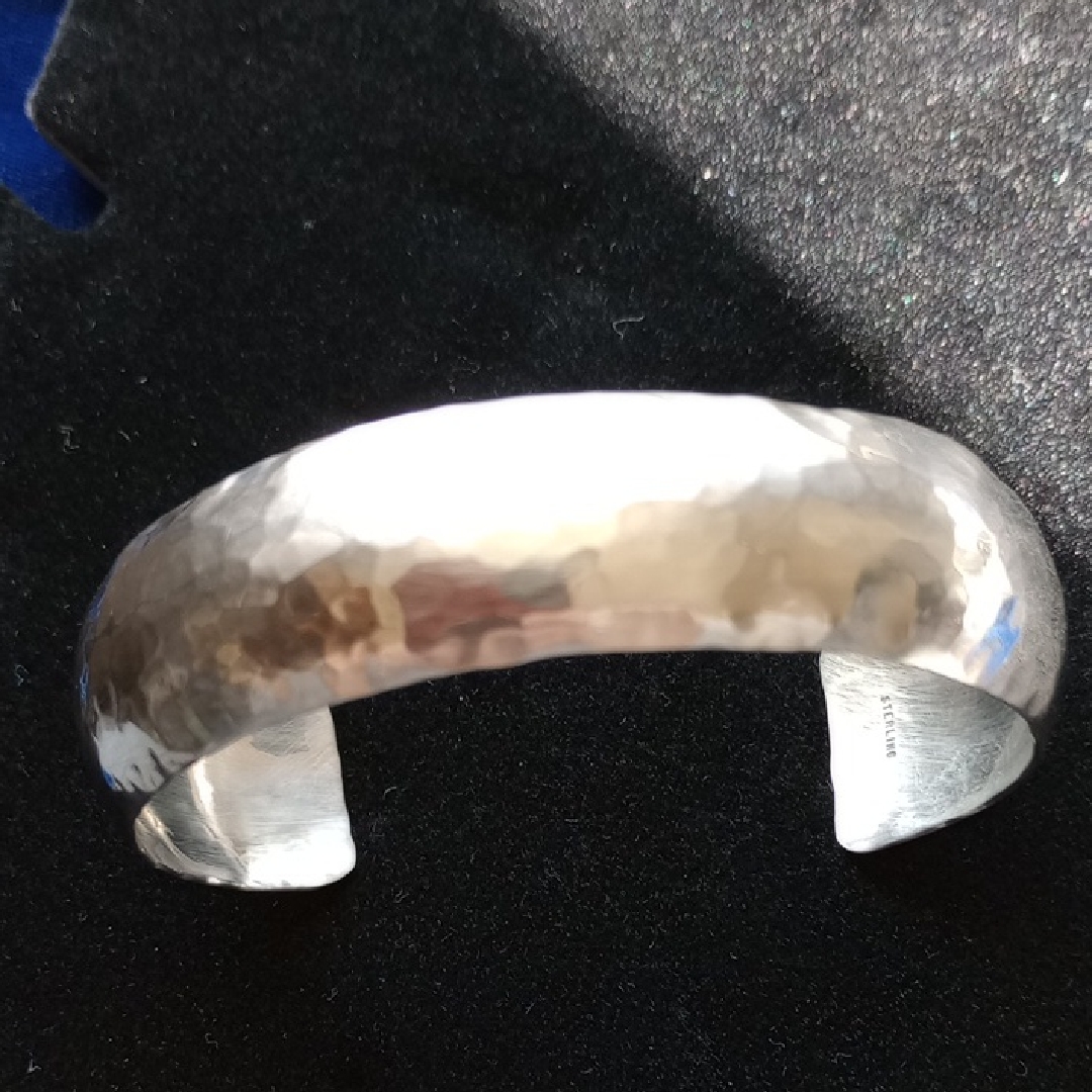 Sterling Silver Hammered Cuff Bracelet 3/4